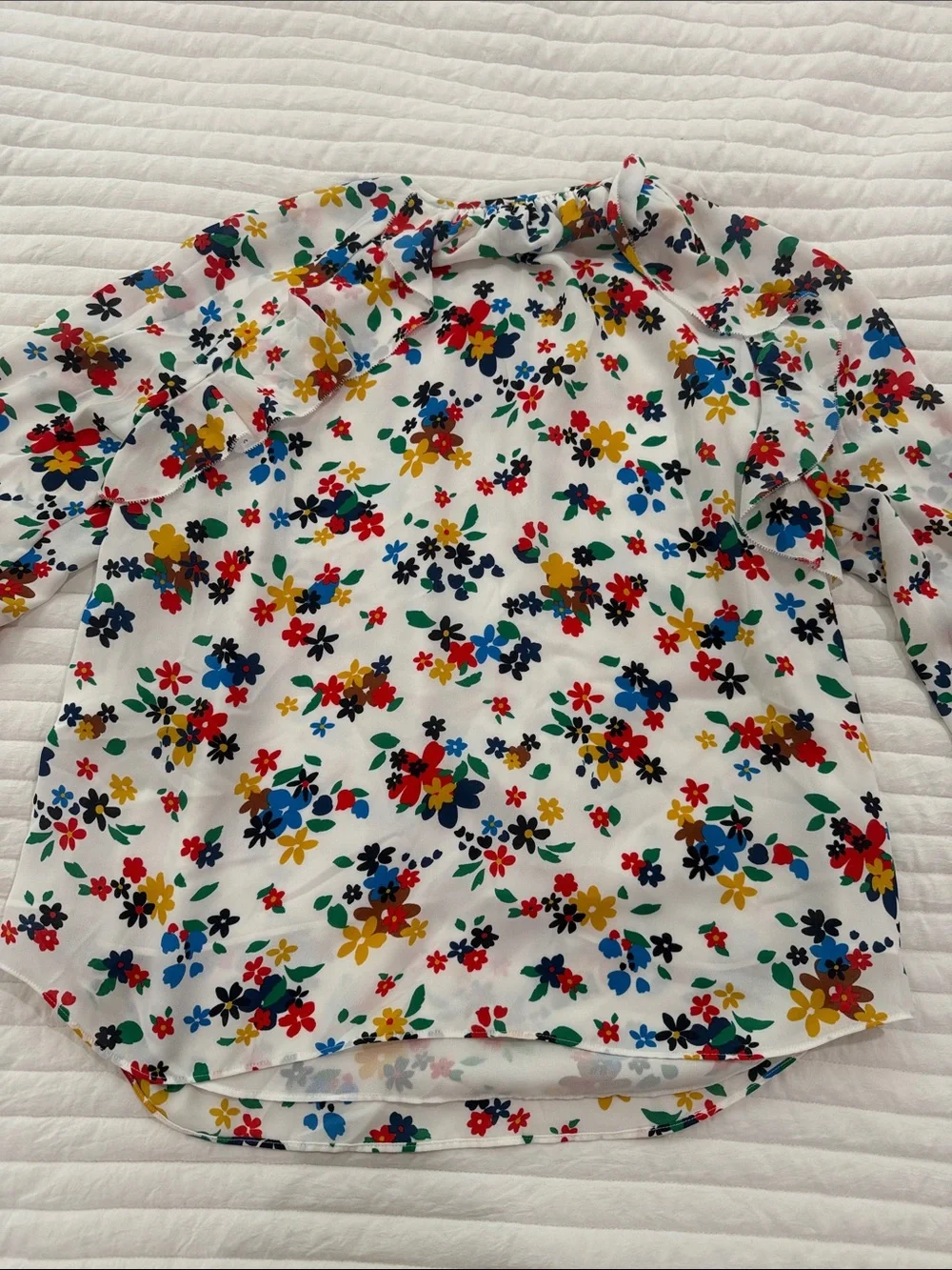 kate spade White Floral Print Blouse with Multicolor Flowers